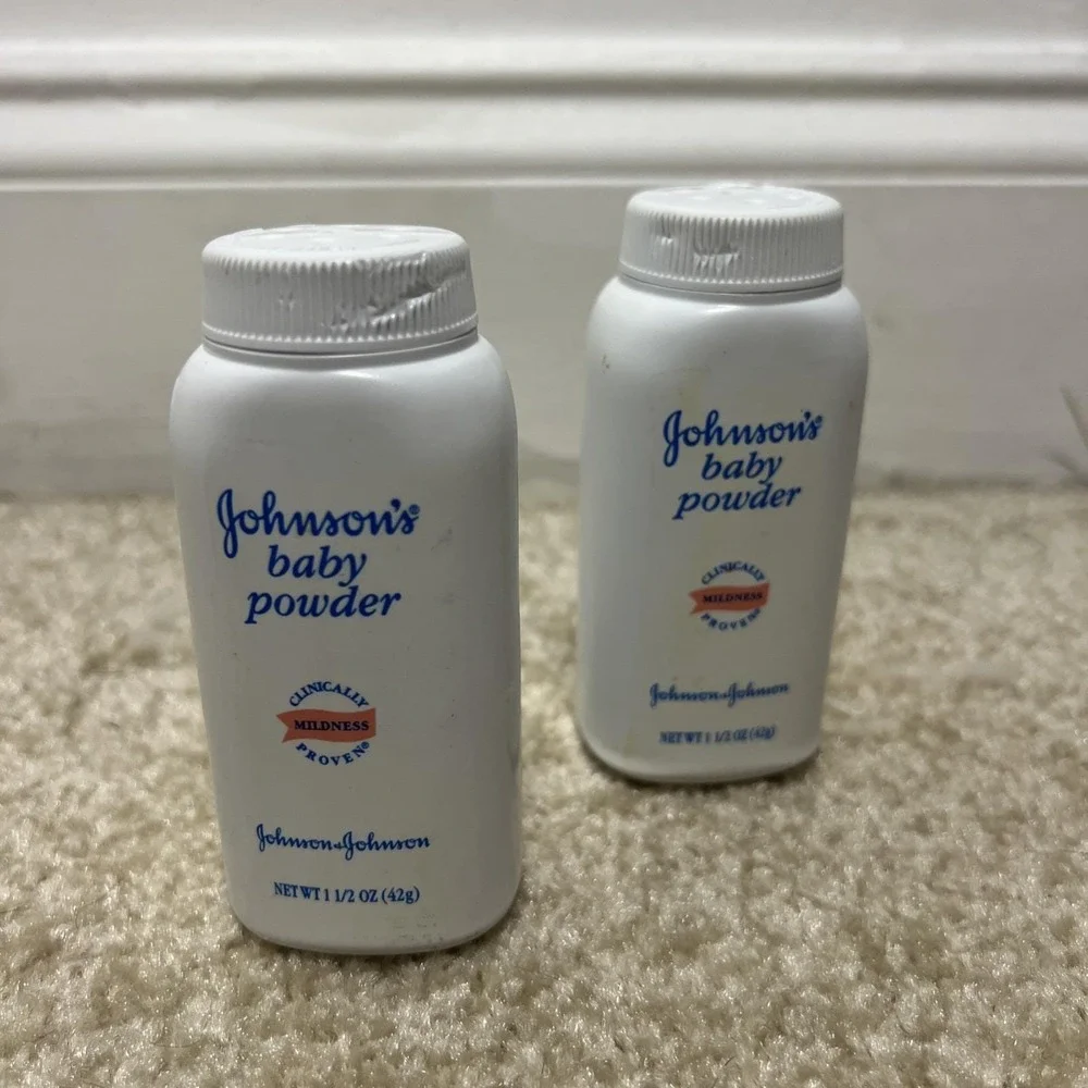 Vtg Johnson's Baby Powder Talc Original Travel Size Lot Of 2 1 full, 1 20% full